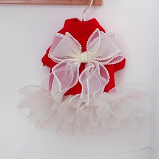 Pet Clothing for Cats and Dogs, Autumn and Winter Warm Gauze Skirt with Pearl Lace