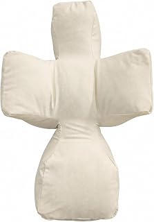 Cross-Shaped Pet Snooze Mat with Raised Support Sections, Supportive, Cushioned, Thick, for Kittens, White, Size M