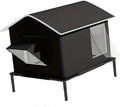 Stray Cat Shelter with Weatherproof Windproof Curtain, Hideaway Cat Bed, Black