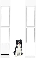 Large dog door panel fitted into a tall sliding glass patio door