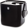White top-entry cat litter box with textured lid and scoop – view 2