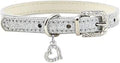 Love Heart Crystal Soft Leather Cat and Dog Collar, Small