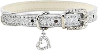 Love Heart Crystal Soft Leather Cat and Dog Collar, Small