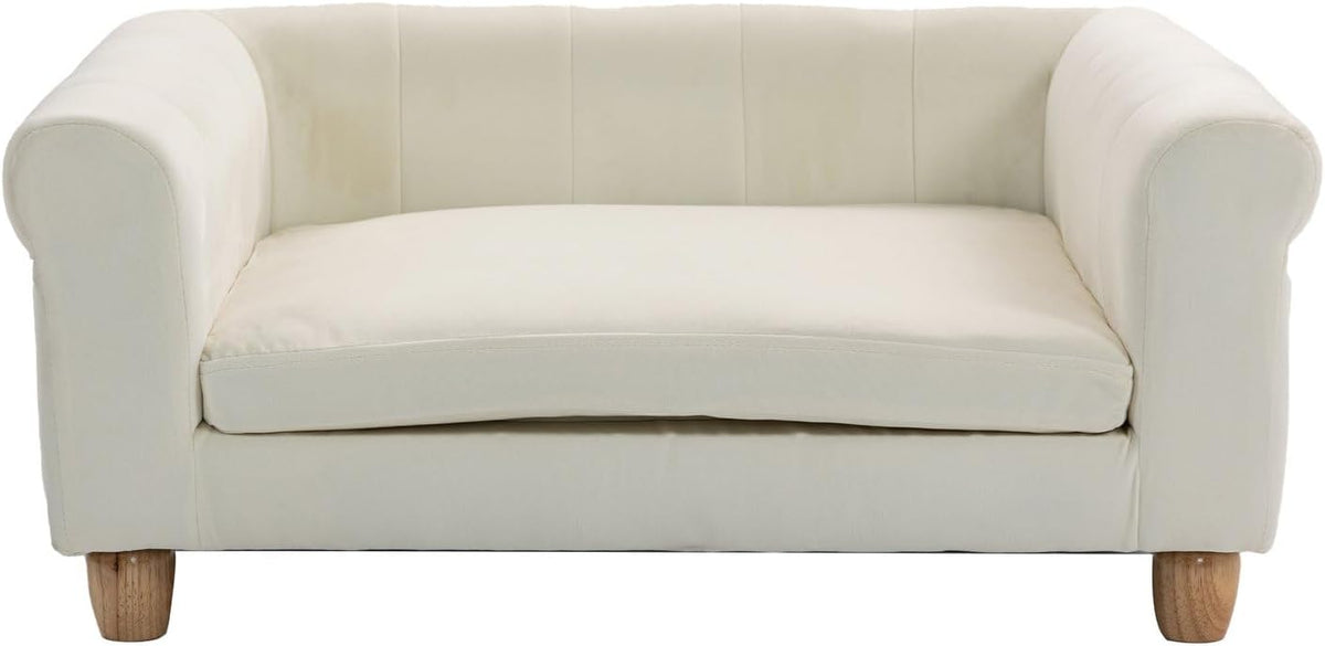 Cream faux suede 33 inch pet couch for cats and small dogs