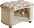 Solid Wood Ottoman and Cat Cave, Pet House for Indoor Cats and Small Dogs