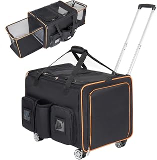 2-in-1 Large Rolling Cat Carrier for 2 Cats, Expandable with Wheels and Removable Divider