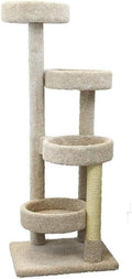 Rustic brown staggered multi-level cat tower about 64 inches tall