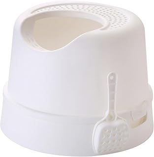 Top-Entry Cat Litter Box with Scoop, Splash-Proof, Round Detachable Tray, PP Material, Style C