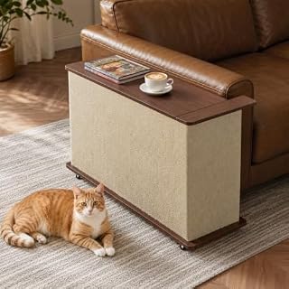 Cat Scratching Side Table with Storage, Furniture Protector