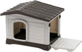 Cream and dark brown ventilated dog house with fold-out porch, medium – view 5