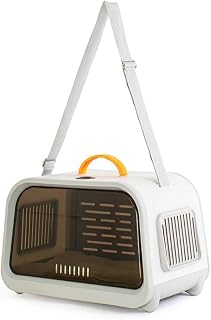 Cat Carrier with Window, Sturdy Construction, Lightweight, Non-Slip, for Small Dogs and Travel, Gray, Normal Strap