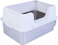 Stainless Steel Cat Litter Box, 20L High-Sided Large Tray, White