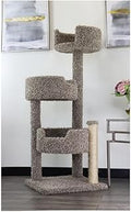 HomeStock Real Wood Multi-Level Cat Tree Tower with Scratching Posts for Large Cats