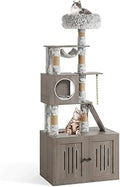 66.9-Inch Cat Tree Tower with Litter Box Enclosure, Gray