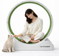 Grey 47.2-inch cat exercise wheel with grass carpet runway