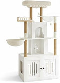 Cat Tree with Hidden Litter Box Enclosure