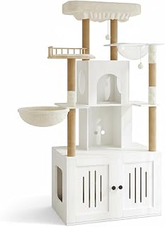 Cat Tree with Hidden Litter Box Enclosure