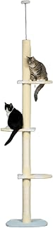 Floor-to-Ceiling Cat Tree, 86.5-102.25 in, Tension Rod, Particle Board with Plush and Sisal, Grey