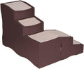 Coffee brown pet bed stairs with carpet treads beside a bed – view 2