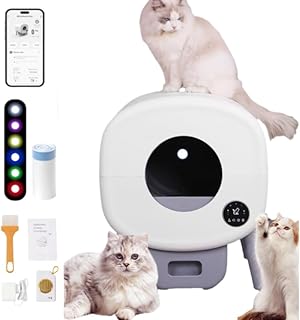 Smart Automatic Self-Cleaning Cat Litter Box, 95L Capacity, App Control, Odor Control, Safety Sensors, with Mat and Garbage