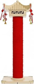 Cat Scratcher Pole with Sisal Post and Dangle Toys, Wood Base, 40x40x105 cm, Style 1