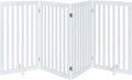 White freestanding foldable wooden dog gate 36 inches tall
