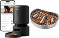 Automatic cat feeder with camera and stainless steel slow feeder bowl