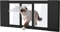 Adjustable Window Cat Door Insert, 35-46 Inches Wide, Aluminum Frame, HD Glass