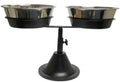 Black iron adjustable elevated dog feeder with 3 quart stainless bowl