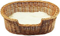 Rustic Wicker Pet Bed with Cushion, Natural Brown, Medium