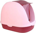 Fully Enclosed Anti-Splashing Cat Litter Box, Large, Pink