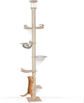 Floor to Ceiling Cat Tree, 5-Tier, Adjustable Height 110 to 118 Inches