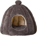 Warm Removable Semi-Enclosed Hooded Cat Cave Bed, Black, 56 x 45 cm