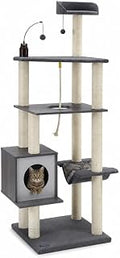 Sam's Pets Tyrone 70 Inch Cat Tree, Gray, Extra Large, Multi-Level with Electric Toy