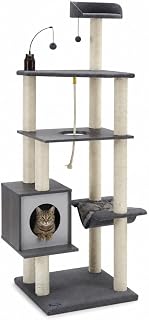 Sam's Pets Tyrone 70 Inch Cat Tree, Gray, Extra Large, Multi-Level with Electric Toy
