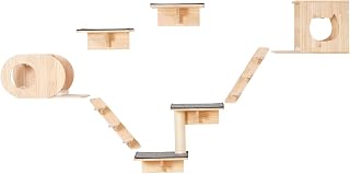 Wall-Mounted Cat Shelves and Perches Set of 7 with Jumping Boards, Beds and Hammocks, Up to 40 lbs