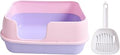 Extra Large Semi-Enclosed Cat Litter Box with Scoop, Splash-Proof, Removable, Pink