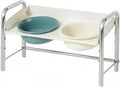 Elevated Cat Feeding Station with Two Ceramic Bowls, Sturdy Ergonomic Design, 15 cm