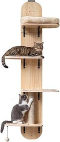 Tidyard Door Hanging Cat Tree, 5-Level Height Adjustable, Plush Bed, Jute Scratcher, Solid Plywood