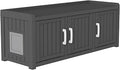 Triple Den 3-in-1 Indoor Outdoor Cat House with Bench Seat and Storage Table, Multi-Entry, Black