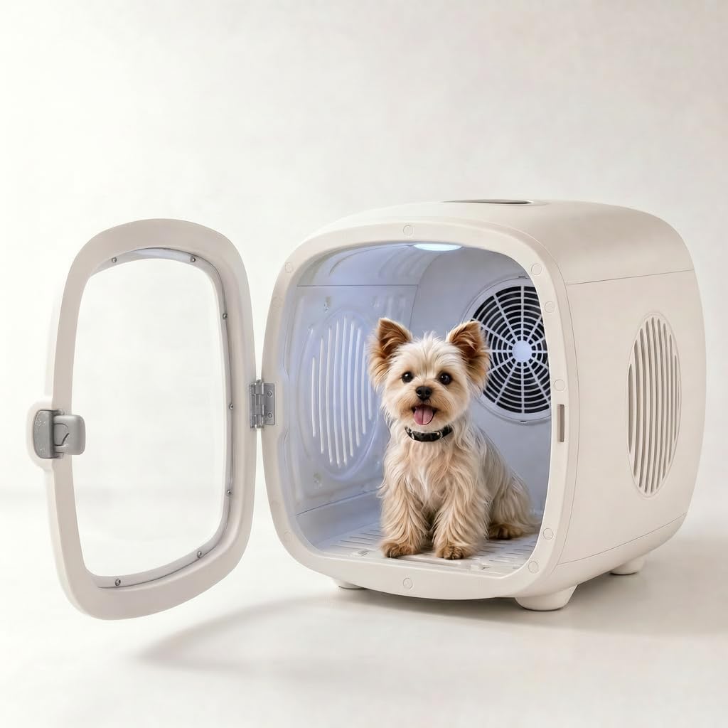 Small enclosed pet grooming dryer box with clear front window