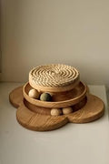 Wooden Cat Toy with Interactive Track Ball and Sisal Scratching Pad