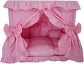 Pink princess-style cotton pet house bed with candy pillow