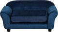 Brown velvet pet sofa with cushion and short legs – view 4