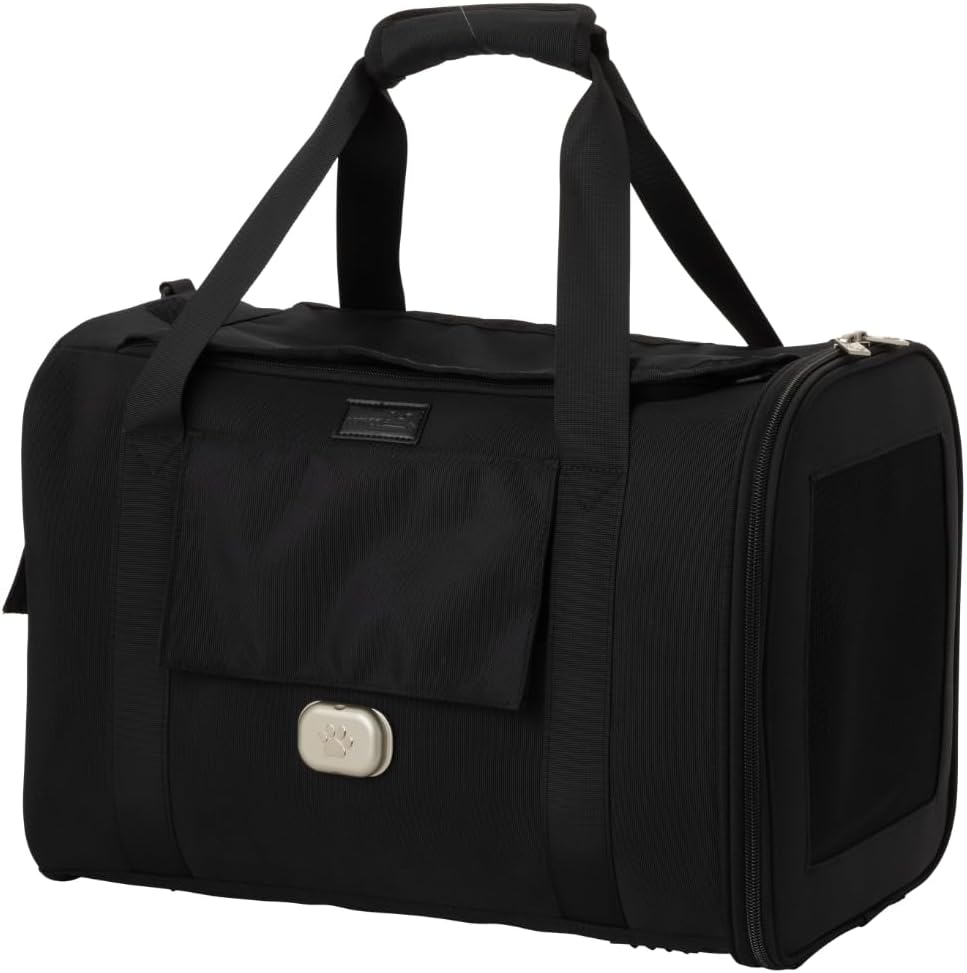 Beige soft-sided under-seat pet carrier with mesh ventilation – view 2