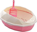Semi-Enclosed Cat Litter Box with Pedal, Large, Pink