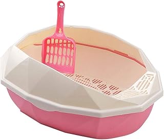 Semi-Enclosed Cat Litter Box with Pedal, Large, Pink