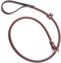 Chestnut rolled leather slip lead for dogs with brass ring