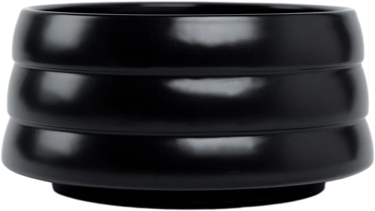 White elevated ceramic dog water bowl with floating disk – view 2
