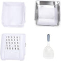 Enclosed Stainless Steel Cat Litter Box with Lid, Large Capacity